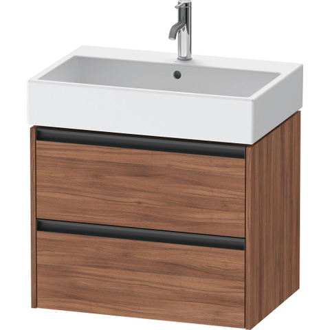 Duravit Ketho.2 Wastafelonderbouwkast - met 2 laden - 68.4x46x54.9cm - met grepen antraciet - noten mat SW773158