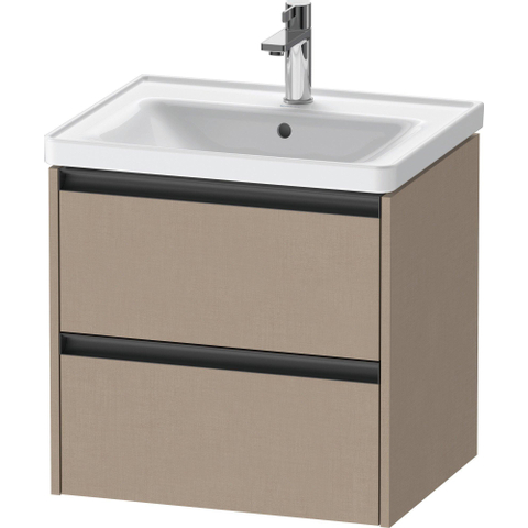 Duravit Ketho.2 Wastafelonderbouwkast - met 2 laden - 58.4x45.5x54.9cm - met grepen antracietLinnen - mat linnen (taupe) SW772483