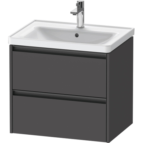 Duravit Ketho.2 Wastafelonderbouwkast - met 2 laden - 63.4x45.5x54.9cm - met grepen antraciet - grafiet mat SW771913