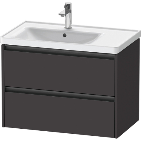 Duravit Ketho.2 Wastafelonderbouwkast - met 2 laden - voor waskom links - 78.4x45.5x54.9cm - met grepen antraciet - grafiet supermat SW772989