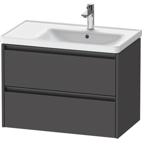 Duravit Ketho.2 Wastafelonderbouwkast - met 2 laden - voor waskom rechts - 78.4x45.5x54.9cm - met grepen antraciet - grafiet mat SW772099