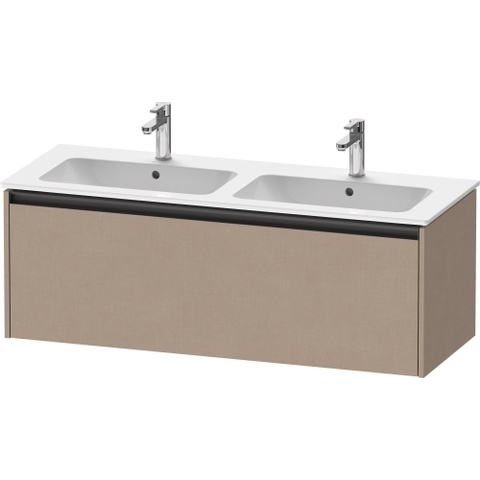 Duravit Ketho.2 Wastafelonderbouwkast - met 1 lade - voor dubbele wastafel - 128x48x44cm - met greep antraciet - linnen mat SW773054