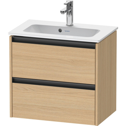 Duravit Ketho.2 Wastafelonderbouwkast - met 2 laden - 61x39x54.9cm - met grepen antraciet - natuur eiken mat SW772795