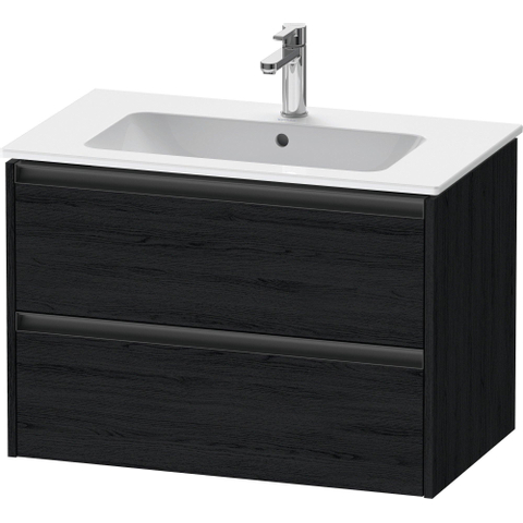 Duravit Ketho 2 meuble sous-lavabo avec 2 tiroirs 81x48x55cm avec poignées chêne anthracite noir mat SW772853