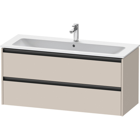 Duravit Ketho.2 Wastafelonderbouwkast - met 2 laden - voor enkele wastafel - 121x48x55cm - met grepen antraciet - taupe mat SW772834