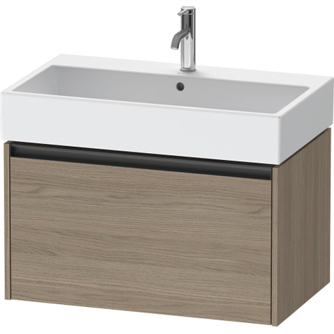 Duravit Ketho.2 Wastafelonderbouwkast - met 1 lade - 78.4x46x44cm - met greep antraciet - eiken terra mat SW773034