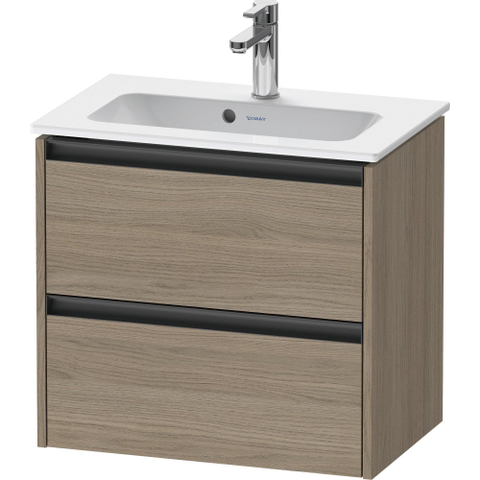 Duravit Ketho.2 Wastafelonderbouwkast - met 2 laden - 61x39x54.9cm - met grepen antraciet - eiken terra mat SW773039