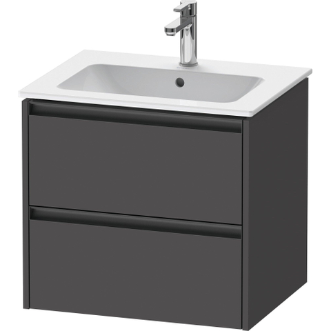 Duravit Ketho.2 Wastafelonderbouwkast - met 2 laden - 61x48x55cm - met grepen antraciet - grafiet mat SW771916