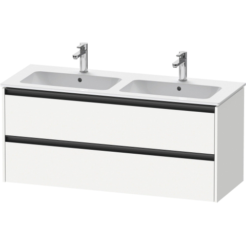 Duravit Ketho.2 Wastafelonderbouwkast - met 2 laden - voor dubbele wastafel - 128x48x55cm - met grepen antraciet - wit mat SW772324