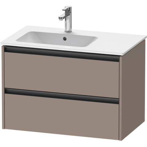 Duravit Ketho.2 Wastafelonderbouwkast - met 2 laden - voor waskom links - 81x48x54.9cm - met grepen antraciet - basalt mat SW772708