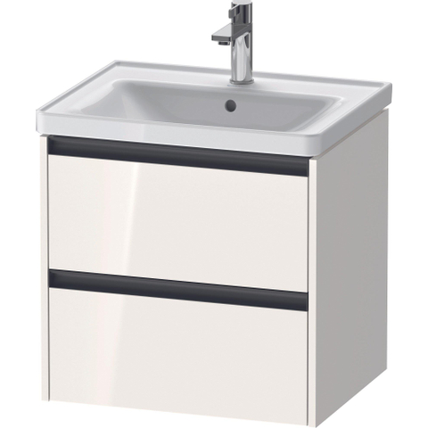 Duravit Ketho.2 Wastafelonderbouwkast - met 2 laden - 58.4x45.5x54.9cm - met grepen antraciethoog - glans wit SW772942