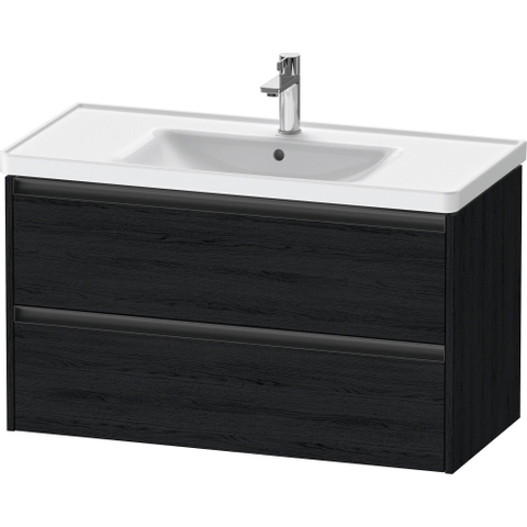 Duravit Ketho.2 Wastafelonderbouwkast - met 2 laden - 98.4x45.5x54.9cm - met grepen antraciet - eiken zwart mat SW772335