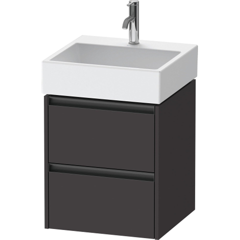 Duravit Ketho.2 Wastafelonderbouwkast - met 2 laden - 48.4x46x54.9cm - met grepen antraciet - grafiet supermat SW772352
