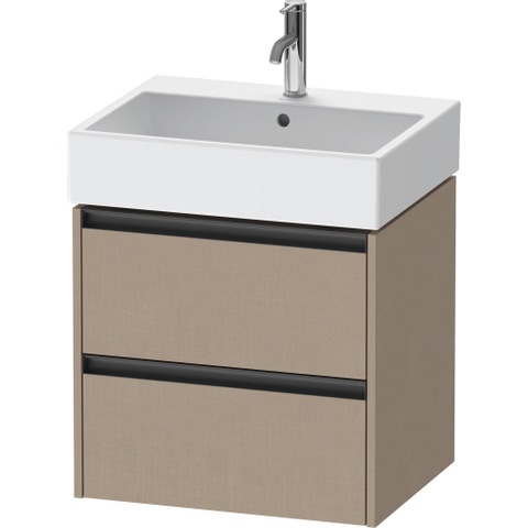 Duravit Ketho.2 Wastafelonderbouwkast - met 2 laden - 58.4x46x54.9cm - met grepen antraciet - linnen mat SW772059