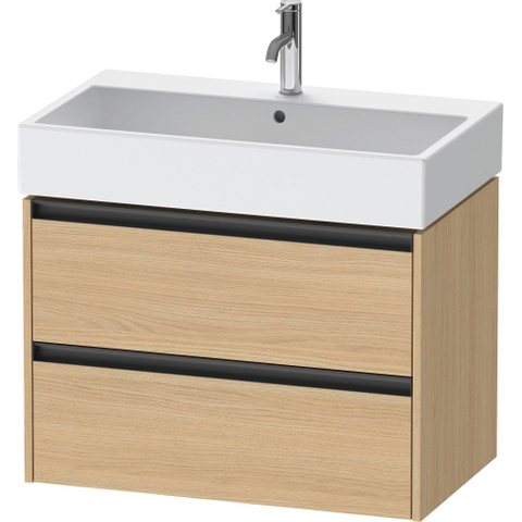 Duravit Ketho.2 Wastafelonderbouwkast - met 2 laden - 78.4x46x54.9cm - met grepen antraciet - natuur eiken mat SW772784