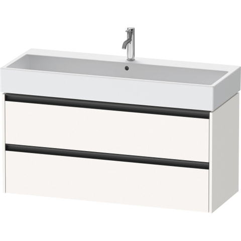 Duravit Ketho.2 Wastafelonderbouwkast - met 2 laden - voor enkele wastafel - 118.4x46x54.9cm - met grepen antraciet - wit supermat SW772758