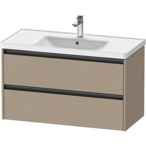 Duravit Ketho.2 Wastafelonderbouwkast - met 2 laden - 98.4x45.5x54.9cm - met grepen antraciet - linnen mat SW773070