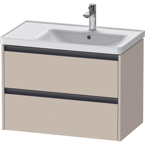 Duravit Ketho.2 Wastafelonderbouwkast - met 2 laden - voor waskom rechts - 78.4x45.5x54.9cm - met grepen antraciet - taupe supermat SW772431