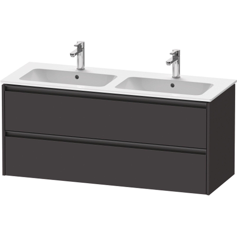 Duravit Ketho.2 Wastafelonderbouwkast - met 2 laden - voor dubbele wastafel - 128x48x55cm - met grepen antraciet - grafiet supermat SW772337