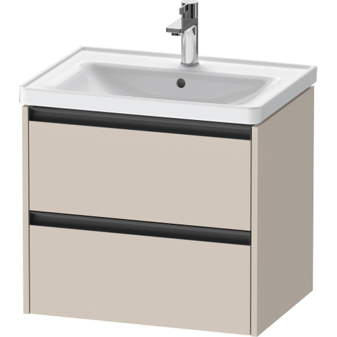 Duravit Ketho.2 Wastafelonderbouwkast - met 2 laden - 63.4x45.5x54.9cm - met grepen antraciet - taupe mat SW772318
