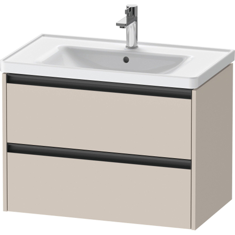 Duravit Ketho.2 Wastafelonderbouwkast - met 2 laden - 78.4x45.5x54.9cm - met grepen antraciet - taupe mat SW772844