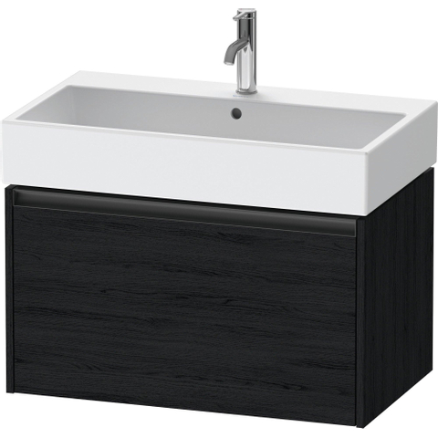 Duravit Ketho.2 Wastafelonderbouwkast - met 1 lade - 78.4x46x44cm - met greep antraciet - eiken zwart mat SW772862