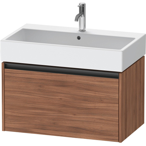 Duravit Ketho.2 Wastafelonderbouwkast - met 1 lade - 78.4x46x44cm - met greep antraciet - noten mat SW772406