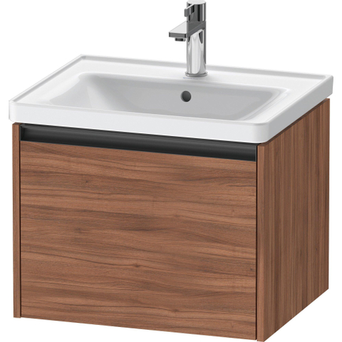 Duravit Ketho.2 Wastafelonderbouwkast - met 1 lade - 58.4x45.5x44cm - met greep antraciet - noten mat SW772409