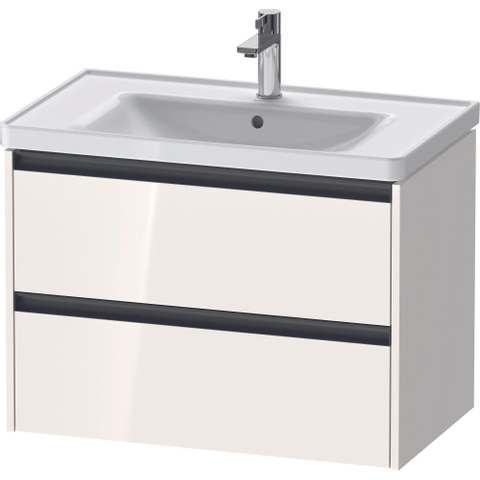 Duravit Ketho.2 Wastafelonderbouwkast - met 2 laden - 78.4x45.5x54.9cm - met grepen antraciet - hoogglans wit SW772940