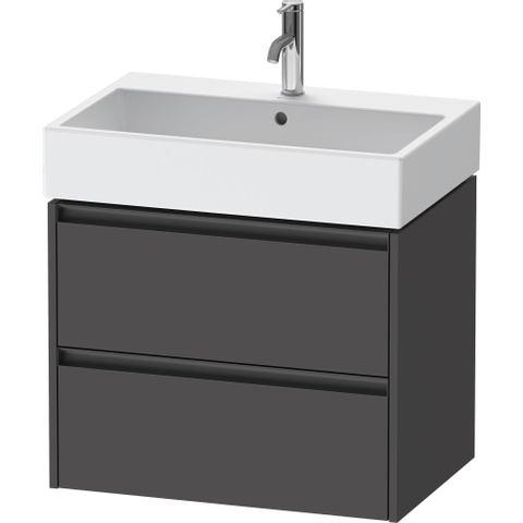 Duravit Ketho.2 Wastafelonderbouwkast - met 2 laden - 68.4x46x54.9cm - met grepen antraciet - grafiet mat SW772360