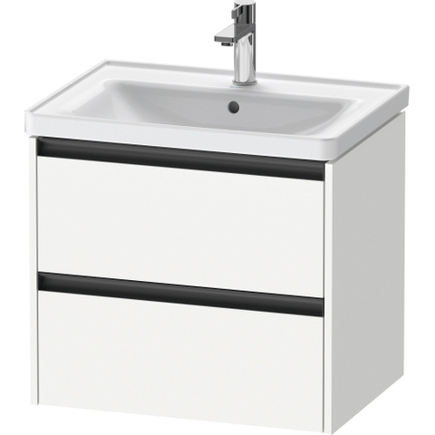 Duravit Ketho.2 Wastafelonderbouwkast - met 2 laden - 63.4x45.5x54.9cm - met grepen antraciet - wit mat SW772304