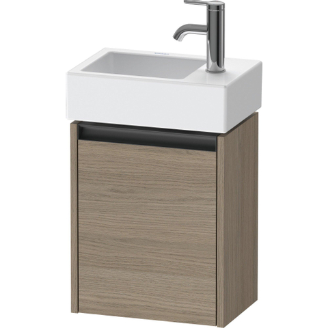 Duravit Ketho.2 Wastafelonderbouwkast - met 1 deur - 36.4x23.8x44cm rechts - met greep antraciet - eiken terra mat SW772061