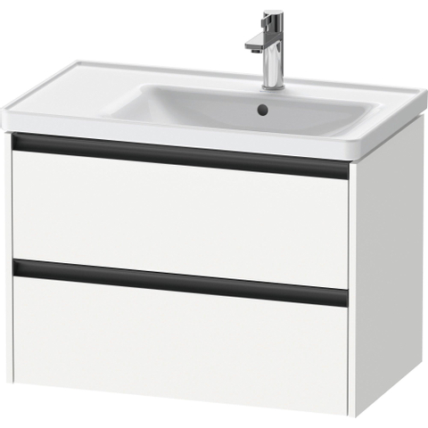 Duravit Ketho.2 Wastafelonderbouwkast - met 2 laden - voor waskom rechts - 78.4x45.5x54.9cm - met grepen antraciet - wit mat SW772349
