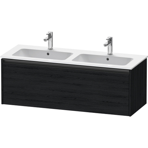 Duravit Ketho.2 Wastafelonderbouwkast - met 1 lade - voor dubbele wastafel - 128x48x44cm - met greep antraciet - eiken zwart mat SW772301