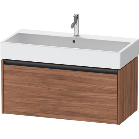 Duravit Ketho.2 Wastafelonderbouwkast - met 1 lade - 98.4x46x44cm - met greep antraciet - noten mat SW773089
