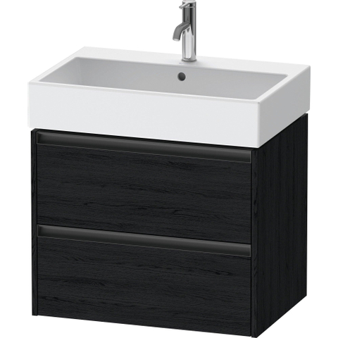 Duravit Ketho.2 Wastafelonderbouwkast - met 2 laden - 68.4x46x54.9cm - met grepen antraciet - eiken zwart mat SW772306