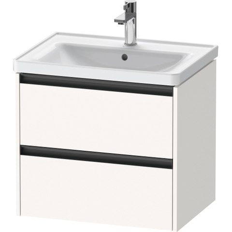 Duravit Ketho.2 Wastafelonderbouwkast - met 2 laden - 63.4x45.5x54.9cm - met grepen antraciet - wit supermat SW772244