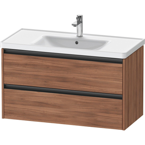 Duravit Ketho.2 Wastafelonderbouwkast - met 2 laden - 98.4x45.5x54.9cm - met grepen antraciet - noten mat SW773107