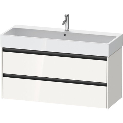 Duravit Ketho.2 Wastafelonderbouwkast - met 2 laden - voor enkele wastafel - 118.4x46x54.9cm - met grepen antraciet - hoogglans wit SW772941