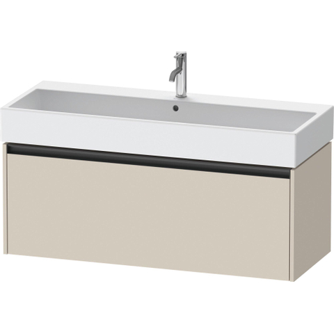 Duravit Ketho.2 Wastafelonderbouwkast - met 1 lade - voor enkele wastafel - 118.4x46x44cm - met greep antraciet - taupe supermat SW773124