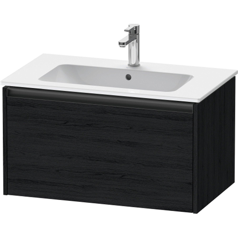 Duravit Ketho.2 Wastafelonderbouwkast - met 1 lade - 81x48x44cm - met greep antraciet - eiken zwart mat SW772852
