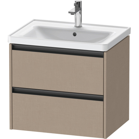 Duravit Ketho.2 Wastafelonderbouwkast - met 2 laden - 63.4x45.5x54.9cm - met grepen antraciet - linnen mat SW773071