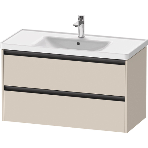 Duravit Ketho.2 Wastafelonderbouwkast - met 2 laden - 98.4x45.5x54.9cm - met grepen antraciet - taupe supermat SW771791