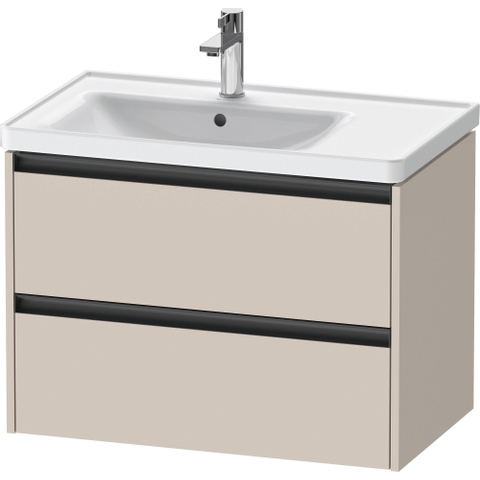 Duravit Ketho.2 Wastafelonderbouwkast - met 2 laden - voor waskom links - 78.4x45.5x54.9cm - met grepen antraciet - taupe mat SW772827