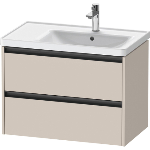 Duravit Ketho.2 Wastafelonderbouwkast - met 2 laden - voor waskom rechts - 78.4x45.5x54.9cm - met grepen antraciet - taupe mat SW772289