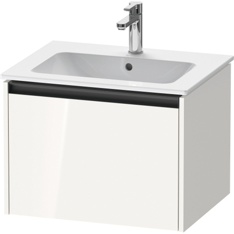 Duravit Ketho.2 Wastafelonderbouwkast - met 1 lade - 61x48x44cm - met greep antraciet - hoogglans wit SW772322