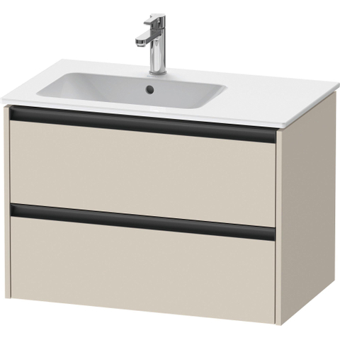 Duravit Ketho.2 Wastafelonderbouwkast - met 2 laden - voor waskom links - 81x48x54.9cm - met grepen antraciet - taupe supermat SW772527