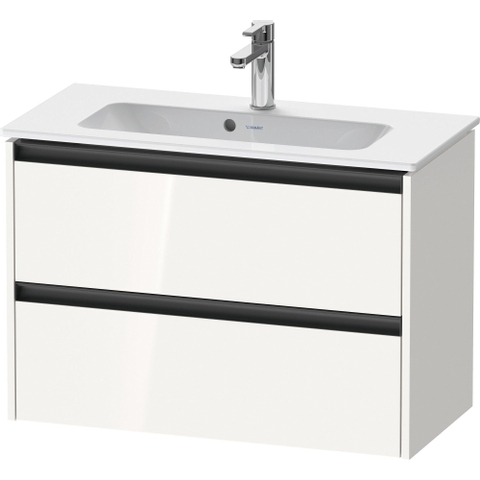 Duravit Ketho.2 Wastafelonderbouwkast - met 2 laden - 81x39x54.9cm - met grepen antraciet - hoogglans wit SW772383