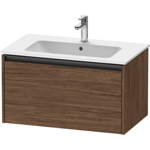 Duravit Ketho.2 Wastafelonderbouwkast - met 1 lade - 81x48x44cm - met greep antraciet - donker noten mat SW772723