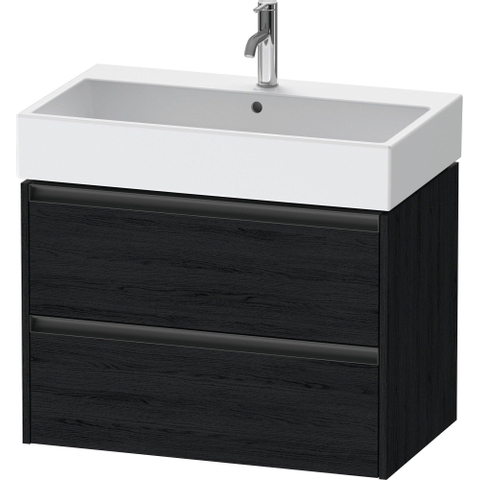 Duravit Ketho.2 Wastafelonderbouwkast - met 2 laden - 78.4x46x54.9cm - met grepen antraciet - eiken zwart mat SW772863